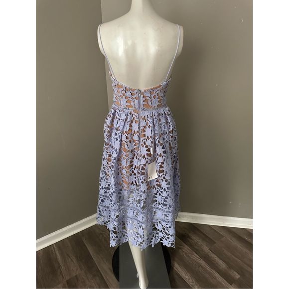 SELF-PORTRAIT AZALEA LACE MIDI DRESS - PURPLE - Picture 8 of 11